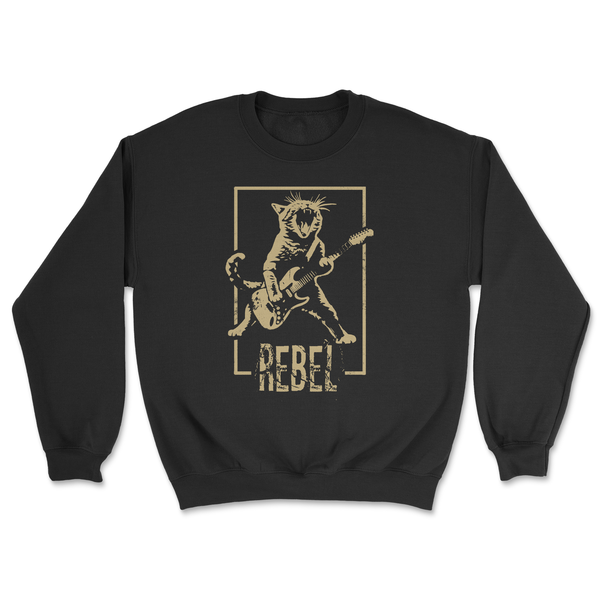 Heavy Blend Crew Neck Rebel Kitty in Black