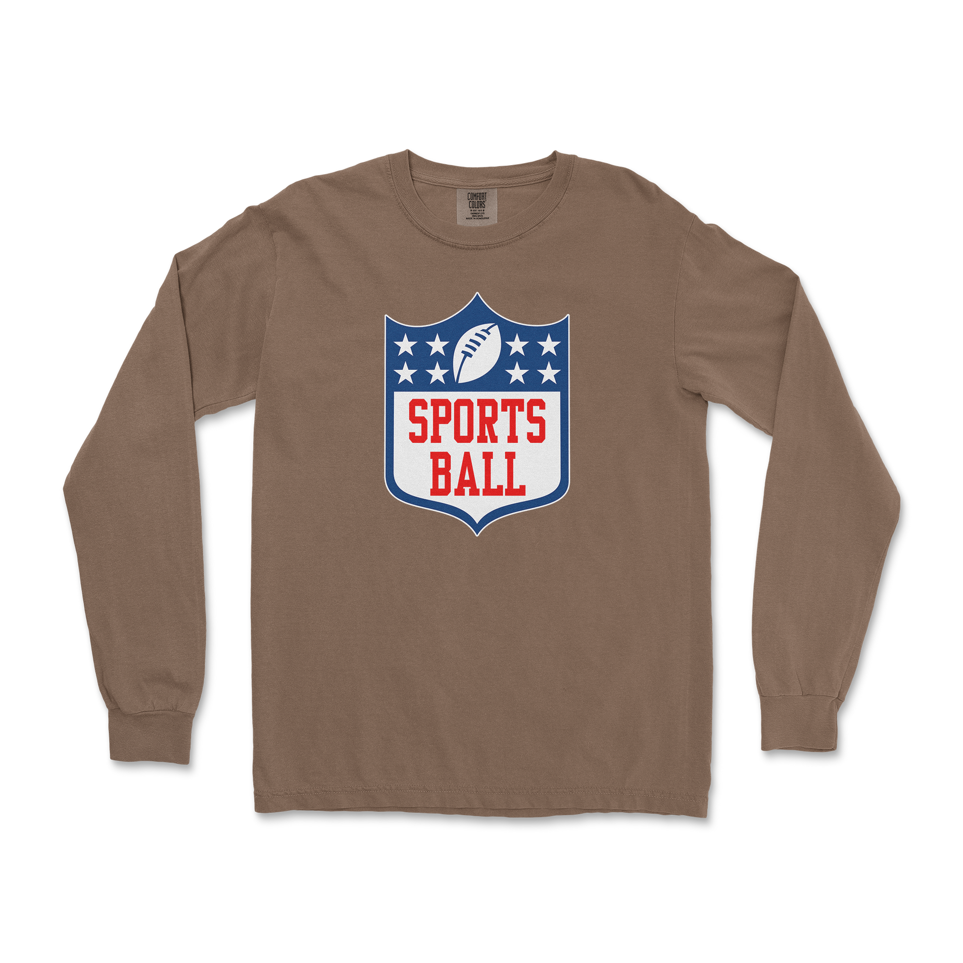 Comfort Colors Long Sleeve Sports Ball in Espresso