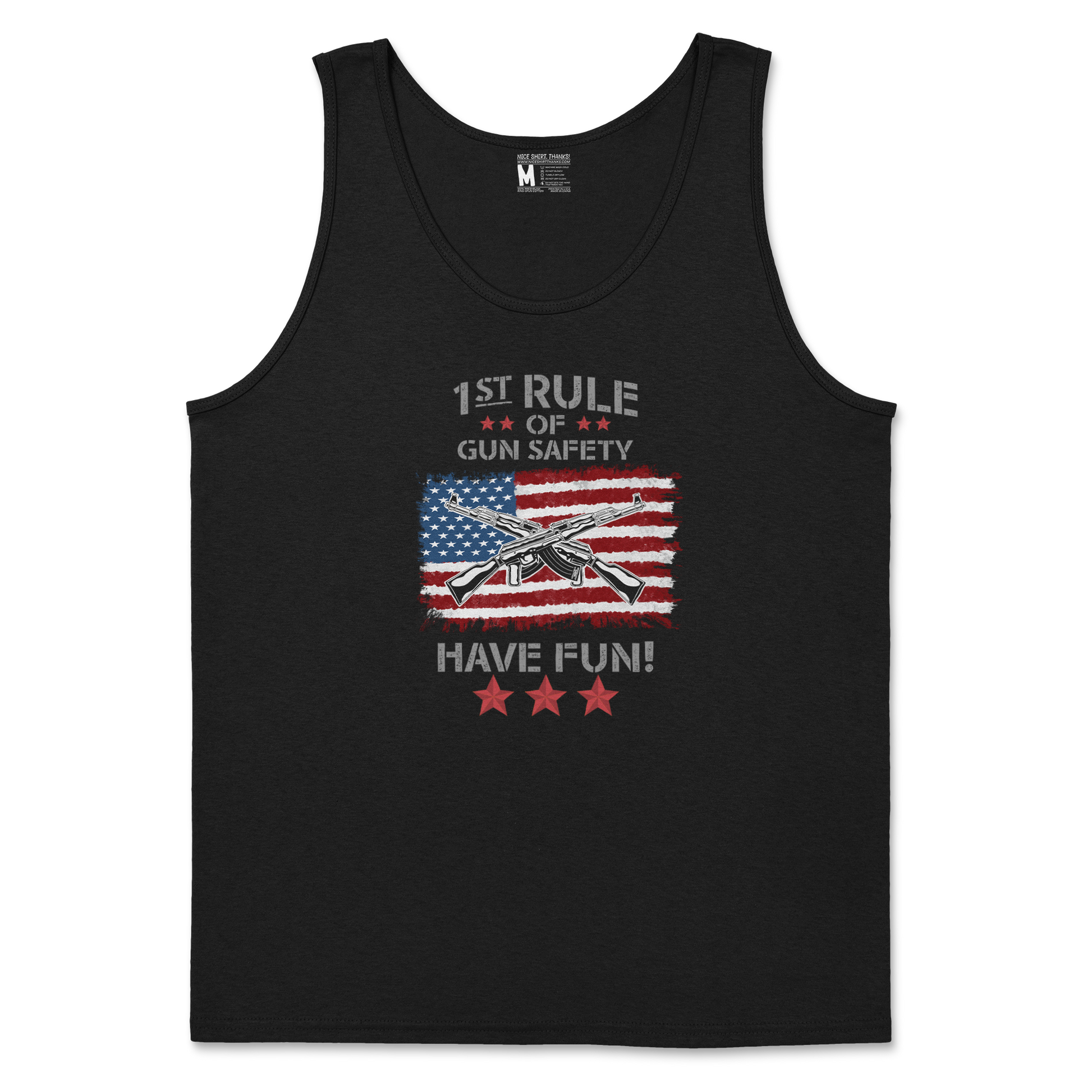 Gildan SoftStyle Tank Top 1st Rule of Gun Safety in Black