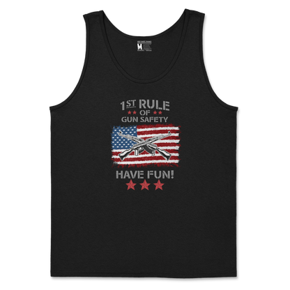 Gildan SoftStyle Tank Top 1st Rule of Gun Safety in Black