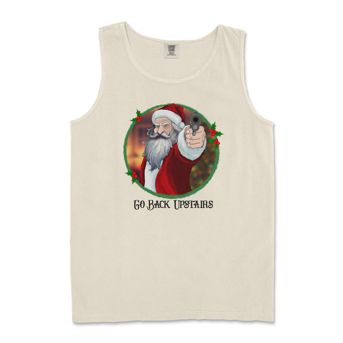 Comfort Colors Tank Top Angry Santa  in Ivory