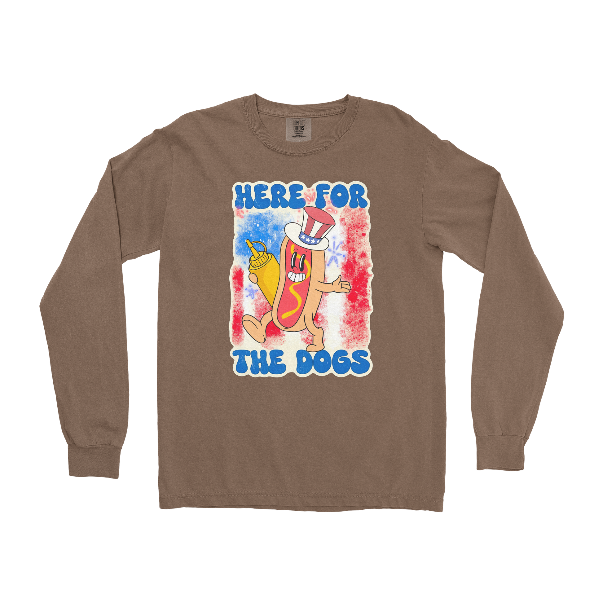 Comfort Colors Long Sleeve Hot Dog in Espresso