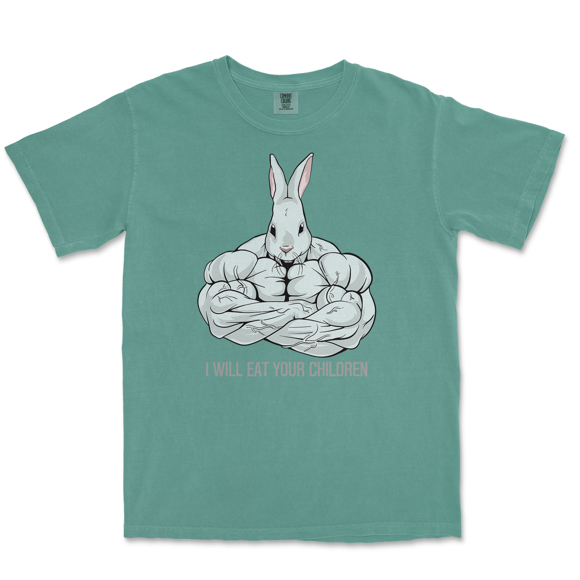 Comfort Colors T-Shirt Scary Rabbit in LightGreen