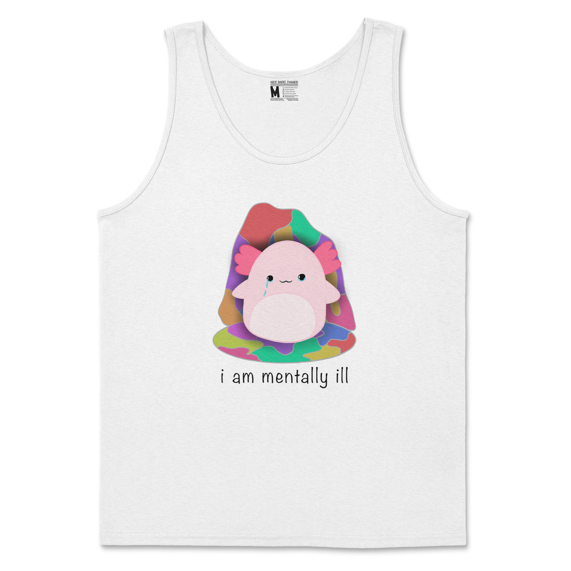 Gildan SoftStyle Tank Top Mentally Ill and Squishy in White