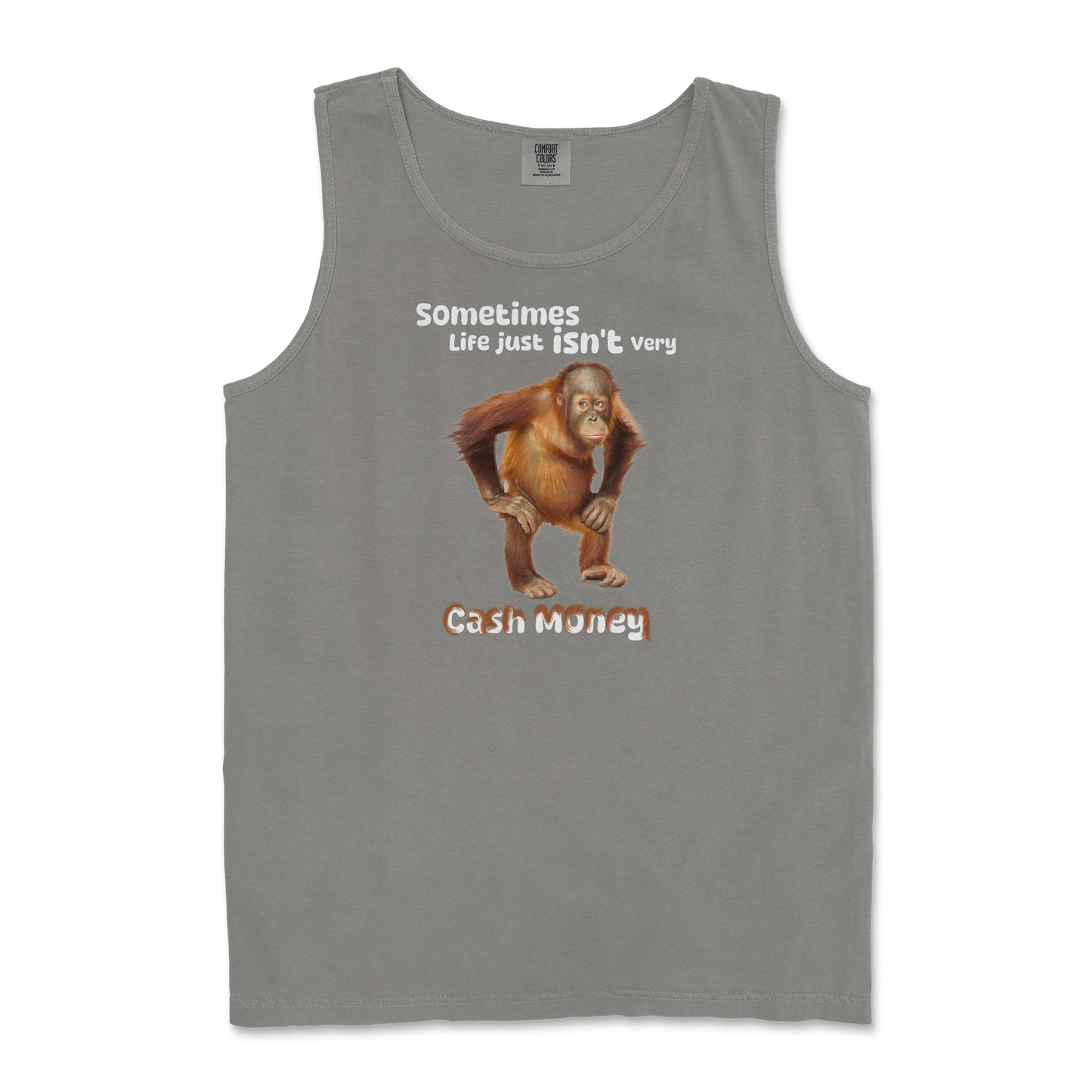 Comfort Colors Tank Top Cash Money Monkey  in Grey