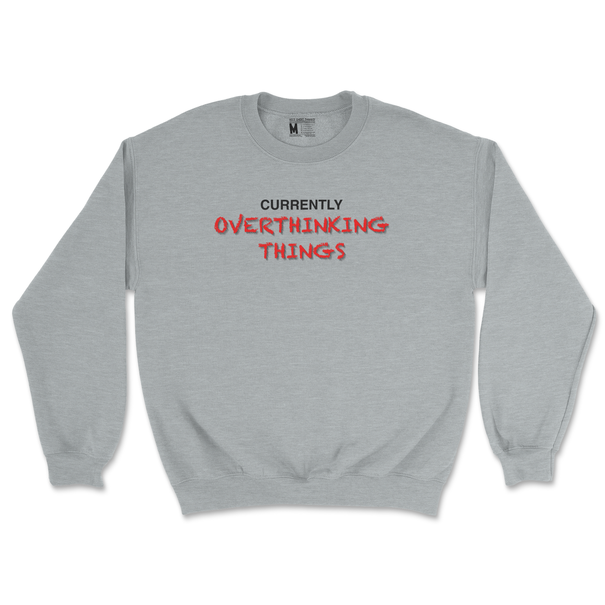 Gildan SoftStyle Crew Neck For Our Lil Overthinker in Sports Grey