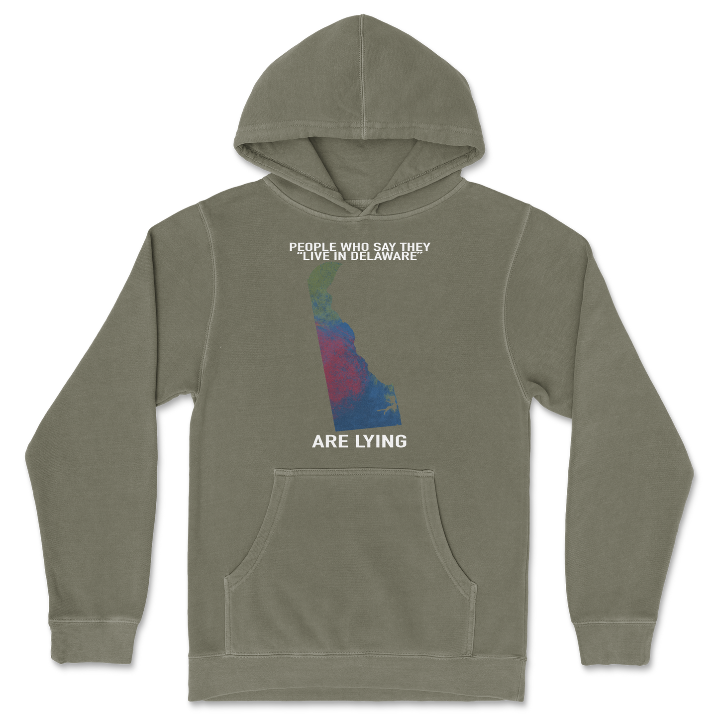 Independent Clothing Co. Hoodie Delaware Doesnt Exist in Olive