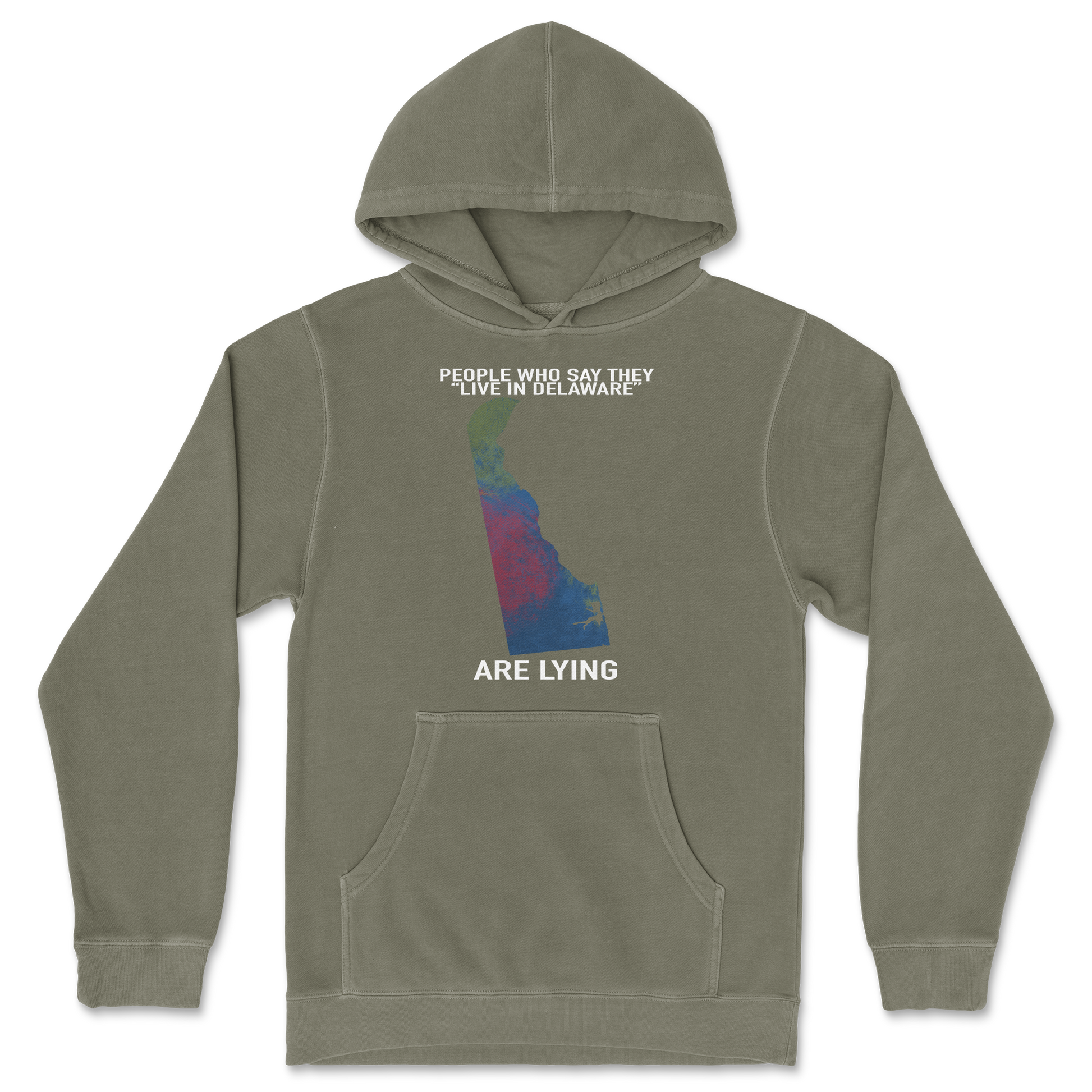 Independent Clothing Co. Hoodie Delaware Doesnt Exist in Olive